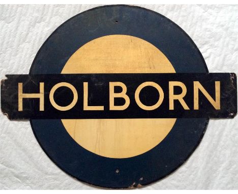 1930s London Transport TRAMWAY STATION SIGN 'HOLBORN' from one of two stations in the Kingsway Subway. Opened in 1906, closed