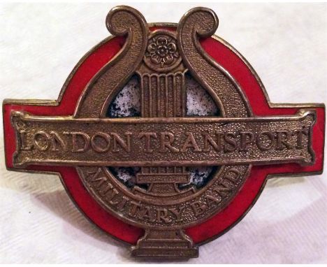 London Transport Military Band CAP BADGE of the second type, worn from c1949 until the band broke up c1969/70. The band parad