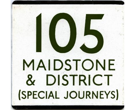 London Transport bus stop enamel E-PLATE for Maidstone & District route 105 'Special Journeys'. Thought to have been located 