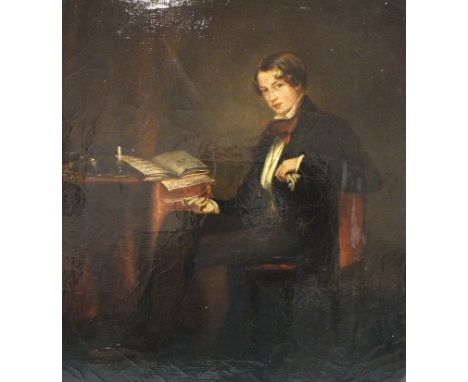 Hon. H Graves, 19th Century FREDERICK, EARL OF BELFAST, SEATED AT A TABLE HOLDING A QUILL, A MUSIC MANUSCRIPT ON THE TABLE Un