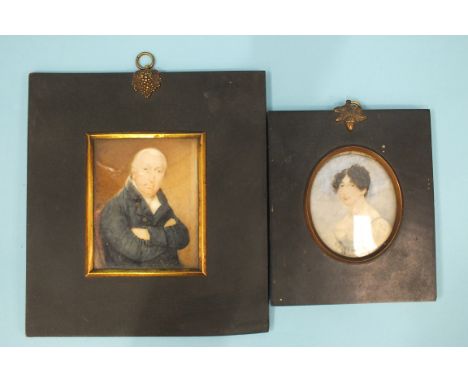 An early-19th century miniature portrait, 'Mr North', inscribed verso 'Mr North born 1745, died 1816', 10 x 8cm, a miniature 