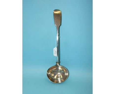 A William IV fiddle pattern silver ladle by William Eaton, London 1836, ___8oz.