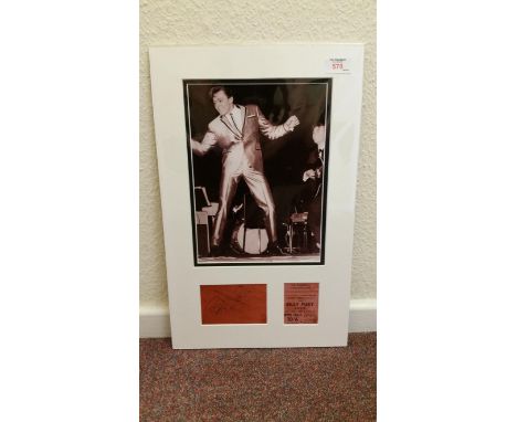 POP MUSIC, signed album page by Billy Fury, overmounted with original ticket (Sat 30th Nov at Guildhall, Portsmouth) beneath 