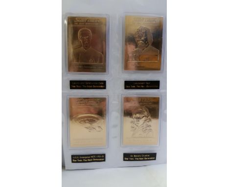 STAR TREK, collectors cards, 22ct gold card collection showing characters from Original Series, Next Generation, Deep Space N