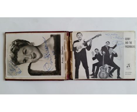 POP MUSIC, signed autograph album, inc. The Original Drifters (four signatures to inside cover), Gerry Marsden (first name), 