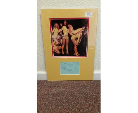POP MUSIC, Top of The Pops, signed and inscribed album page by Pans People, by all five (first names only), overmounted benea