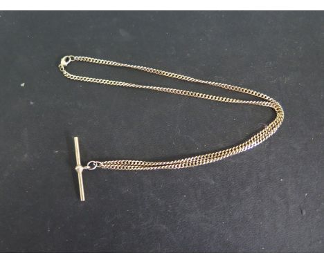 A 9ct Yellow Gold Chain with T-bar - 26 cm long - approximately 12.3 grams - in good condition