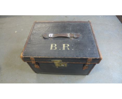A Vintage Canvas and Leather Trunk - 31 cm x 47 cm x 36 cm