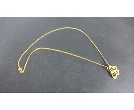 A 9ct Gold Butterfly Pendant and Chain Set with Yellow Diamonds, chain length 40 cm, weight approximately 4.7 grams - good co