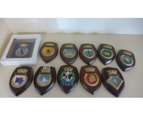 Ships Crests - Minerva, Conqueror, Warspite, Mohawk, Plymouth, Hermes, Hood, Vanguard, Achilles, RNA, Dreadnought