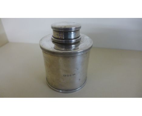 A Silver Hallmarked Tea Caddy by Mappin and Webb - approximately 4.6 troy oz - Hallmarked London 1937-38 - some denting to bo