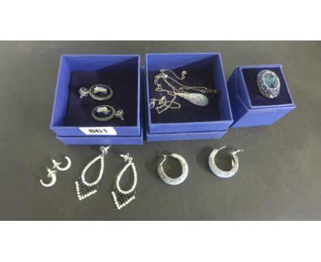 An assortment of Swarovski Jewellery, 4 pairs of earrings, a ring and a pendant - all in good condition