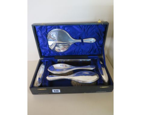 Box Silver Brush and Comb Set - good condition for its age 