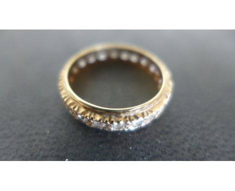 A 9ct Yellow Gold Eternity Ring - approx 2.6 grams - size M-N - some usage wear