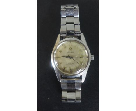 A Omega Stainless Steel Automatic Gents Wristwatch - 36 mm wide including button - some usage scratches to glass and case - d
