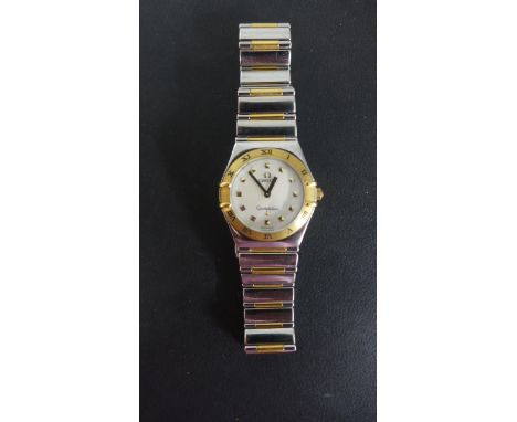 An Omega Constellation Ladies Stainless Steel Bracelet Quartz Wristwatch with Mother of Pearl dial - 27 mm wide including but
