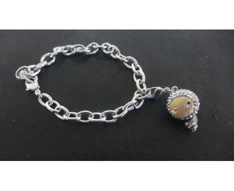 Silver Swarovski bracelet with charm - weight 0.5 troy oz - in good condition, light usage wear