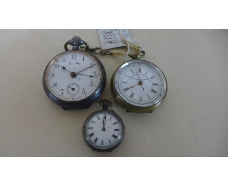 A Brass Cased Centre Seconds Chronograph Open Faced Pocket-Watch, Roman and Arabic numerals to white enamel dial, centre swee