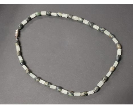 Light and dark green hardstone bead necklace
