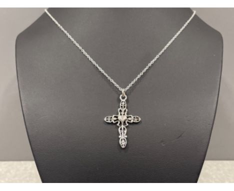 Silver crucifix pendant and silver chain
