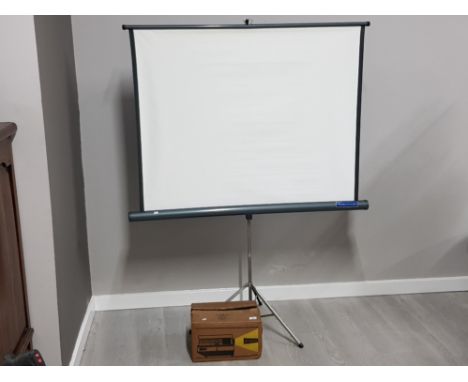 Liesegang automatic projector still boxed plus adjustable projector screen