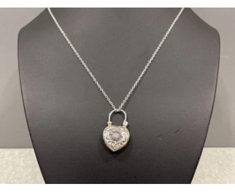 Silver and Marcasite heart shaped pendant and silver chain