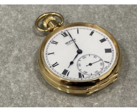 Vintage 9ct gold open face pocket watch 91.7g in good working condition