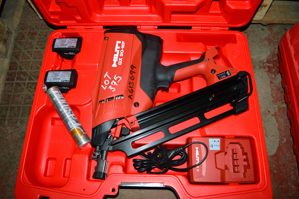 Hilti GX90WF cordless nail gun c/w charger, 2 batteries & carry case