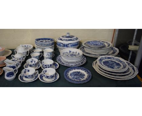 A Large Collection of Blue and White Ceramics to Include Plates, Teawares, Dinnerwares, Copeland Spode, Italian Bowl Etc. 