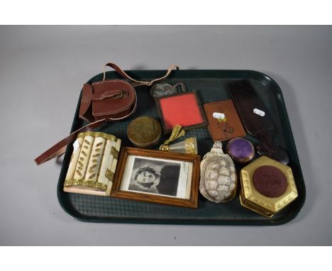 A Tray of Curios to Include African Comb, Bottle Opener, Pin Cushion, Jewelled Box Etc. 