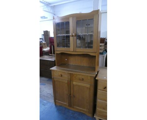 A Light Oak Side Cabinet with Two Drawers and Glazed Display, 82.5cm 