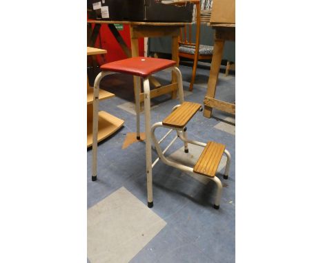 A Vintage Metal Framed Step Stool. 