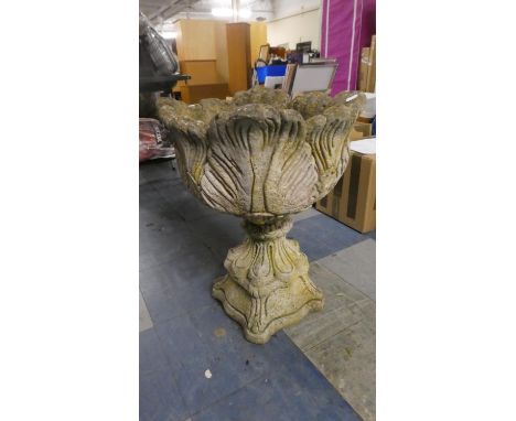 A Reconstituted Stone Garden Urn. 50cm Diameter, 60cm High. 