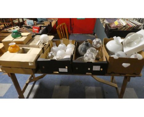 Seven Boxes of Various Glass Light Shades. 