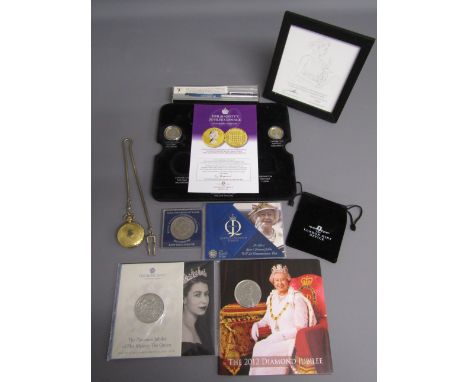 Collection of coins includes Coronation Portrait Half Penny, Three Pence layered in 24kt gold, Royal mint coins, Limited edit