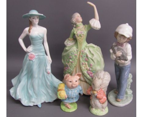 Royal Worcester 'Serena' - Franklin porcelain Sophia ' The Allemande' - NAO child with puppy - Beswick 'Little Pig Robinson' 