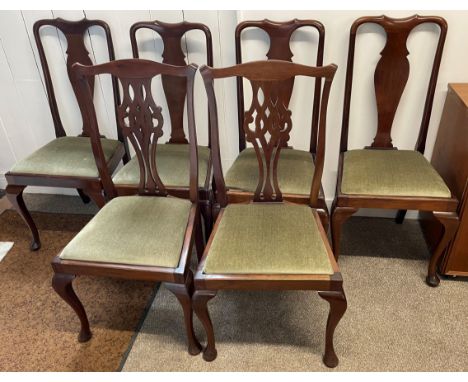 Set of 4 Queen Anne style dining chairs plus 2 Chippendale influence dining chairs&nbsp;