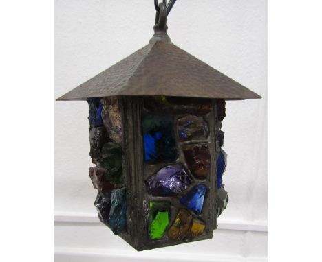 Vintage Peter Marsh Birmingham rock glass outdoor lantern light - marked to base