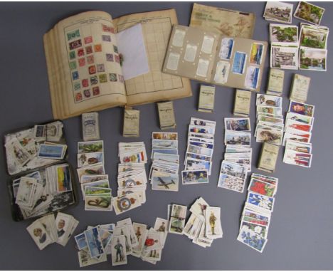 Stamp album along with a collection of cigarette collectors cards includes Sunripe &amp; Spinet Oval Cigarettes real photogra