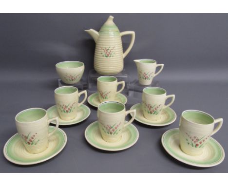 Clarice Cliff Lynton design - Bizarre hand painted 'Wild Flowers' coffee service&nbsp;
