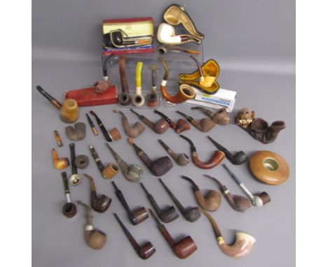 Large collection of pipes includes some silver mounted, Peacemaker plumb, Dunhill, Petersons, Polo Porky, Meerschaum, Nigri b