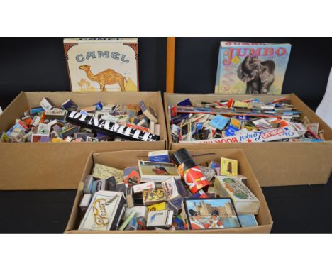 Large collection of vintage matchboxes including large match lighter, 2 jumbo boxes 53cm w x 37d x 18cm h &amp; 2 folding box