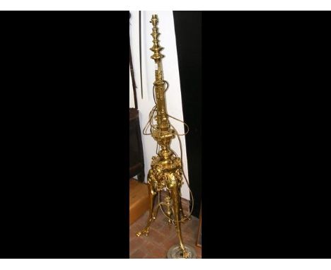 Decorative heavy gilt brass standard lamp 