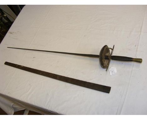 An old fencing sword with metal scabbard - 88cm long 