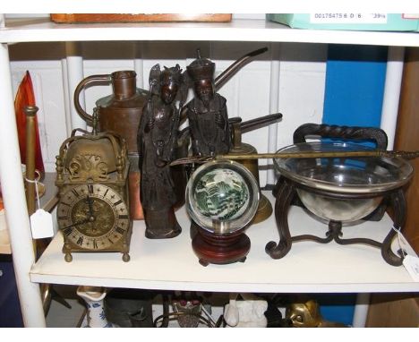 Various collectables, including a ship's bell and lantern mantel clock 