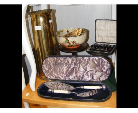 An Exquisite EJ Ltd nativity spoon set, two Wade pipe holders and other collectables 