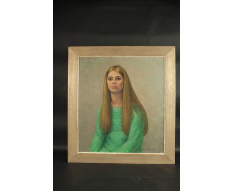 KATHLEEN TOWNSEND. Portrait, head and shoulders of a young girl with long flowing hair. Signed. Oil on board. 22" x 20" (53 x