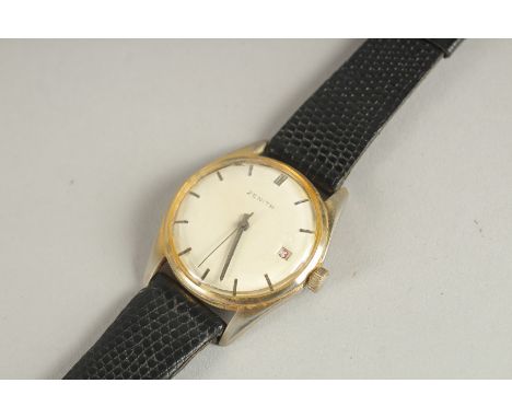 A ZENITH GENTLEMEN'S WATCH with leather strap.