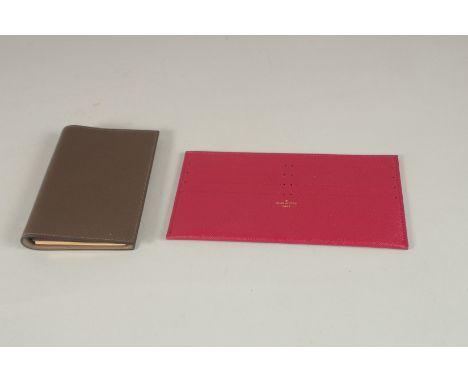 A LOUIS VUITTON LEATHER CARD HOLDER 7ins x 4ins, and a HERMES NOTEBOOK 5.25ins x 4ins.