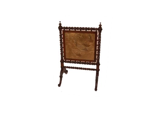 A Very Fine Carved Mahogany Fire Screen Hand Crafted Panel